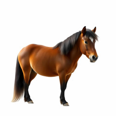 Obraz premium the shetland pony grazing isolated on the white background