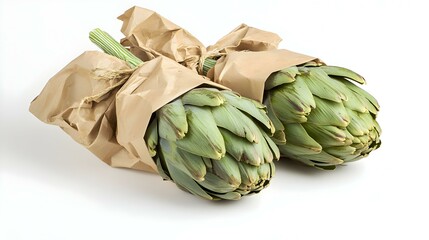 Obraz premium Pair of artichoke wrapped in brown paper