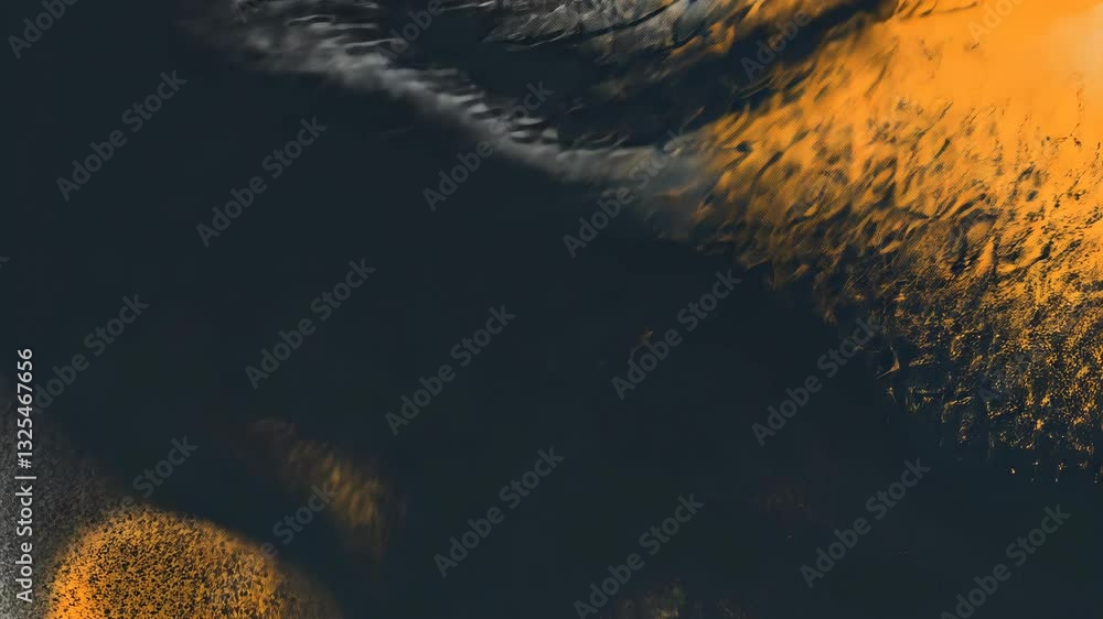 Poster abstract dynamic particle swirl with vibrant orange and black contrasts