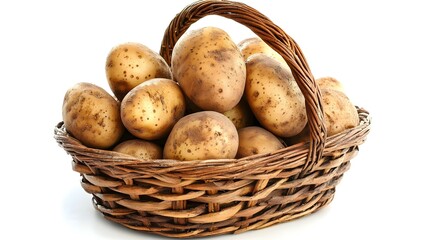 Potato basket on white background horizontal