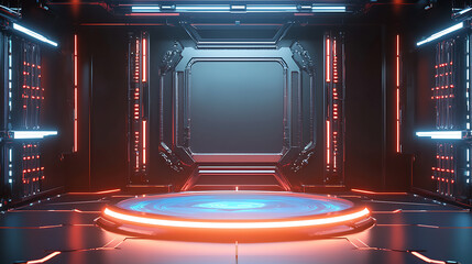 Futuristic action scene virtual studio 3d environment high-tech setting dynamic perspective sci-fi concept