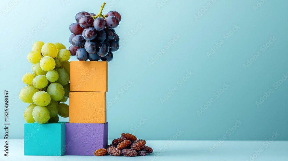 Poster a colorful display of fruit and nuts in a pyramid shape
