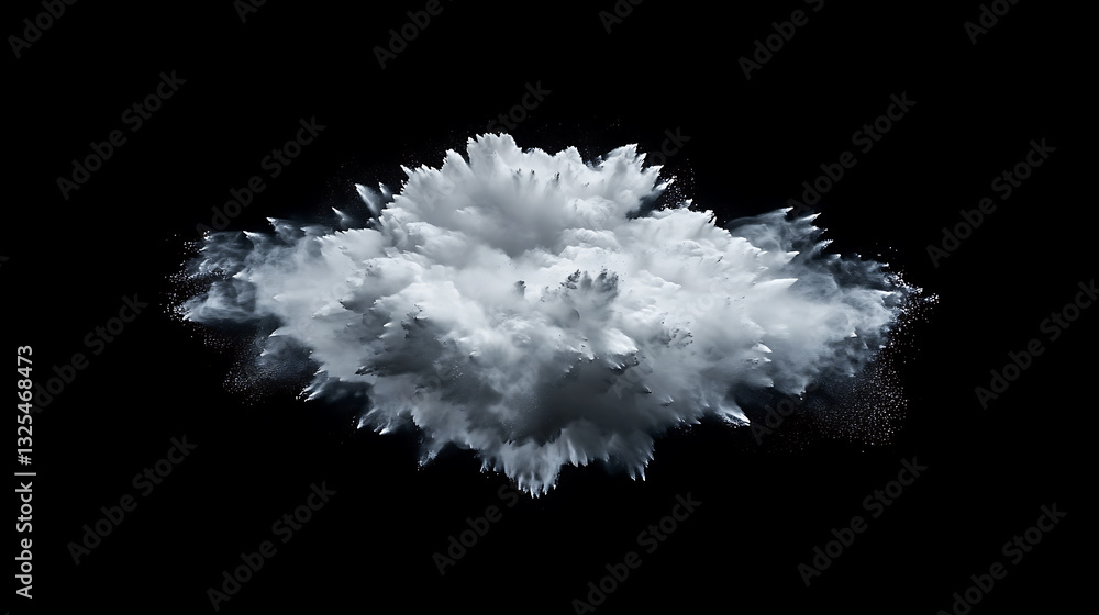 Poster dynamic explosion of clouds abstract environment 3d animation dark background conceptual visualizati