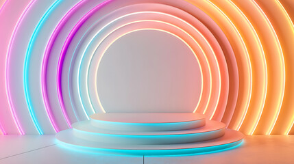 Obraz premium Vibrant light show at modern event stage abstract design colorful background creative space artistic viewpoint