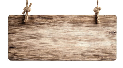 Rustic Wooden Signboard with Hanging Rope Suitable for Creative Signage Applications