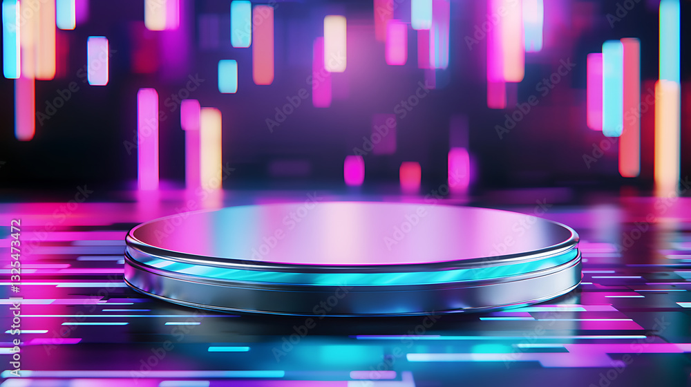 Aufkleber dynamic light show event stage platform digital art futuristic setting close-up view creative concep