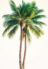 Fototapeta premium Lush Tropical Palm Trees Against Soft Background in Bright Light, Evoking Serenity, Calmness, and Natural Beauty for Tropical Escape or Vacation Themes