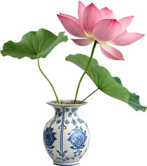 Elegant Lotus flower in a vintage vase, showcasing timeless beauty and delicate charm.