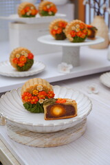 Mooncake on a plate 