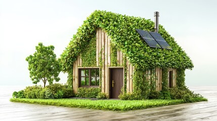 Fototapeta premium An imaginative house constructed entirely out of plants surrounded by a lush green landscape