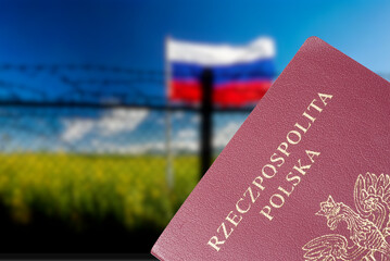 Barbed wire at the Russian border and a Polish passport