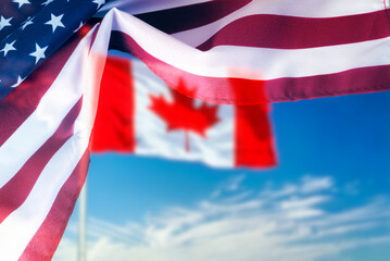 Flags of Canada and United States of America