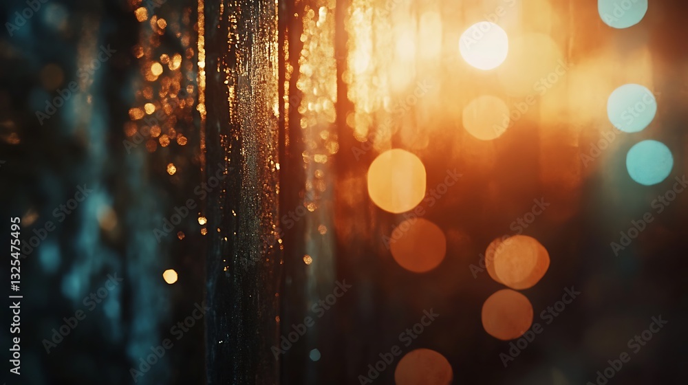 Wall mural abstract close-up of shimmering lights and textures, creating a warm, atmospheric effect.