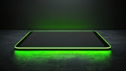 Tablet mockup with neon green border, offering a vibrant, modern touch to tech showcases.
