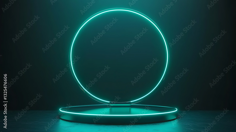 Aufkleber dynamic neon circle display modern digital studio visual art showcase dark environment eye-level per