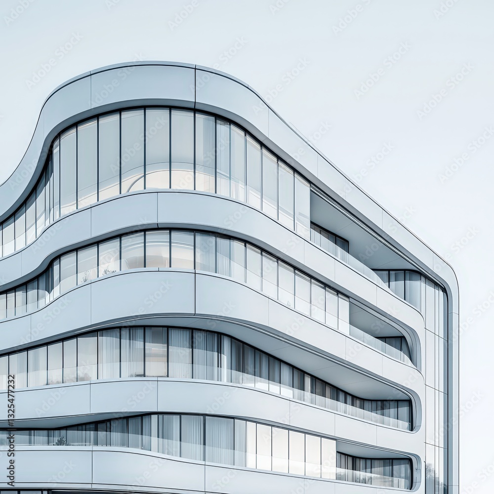 Poster simple yet elegant building showcasing architectural lines and structural integrity in urban setting