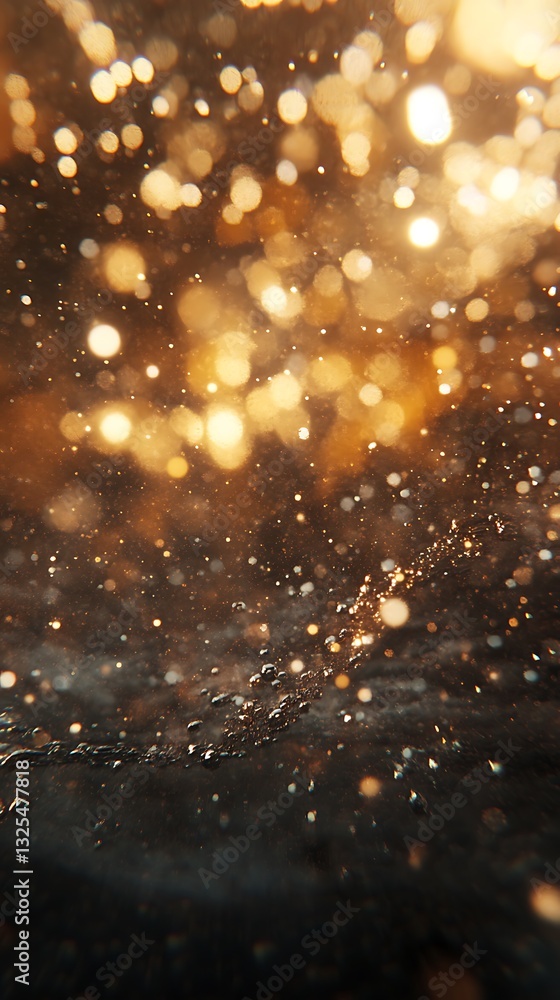 Wall mural a close-up of shimmering golden particles creating a magical, ethereal atmosphere.