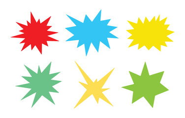 Bursting speech star set flat design