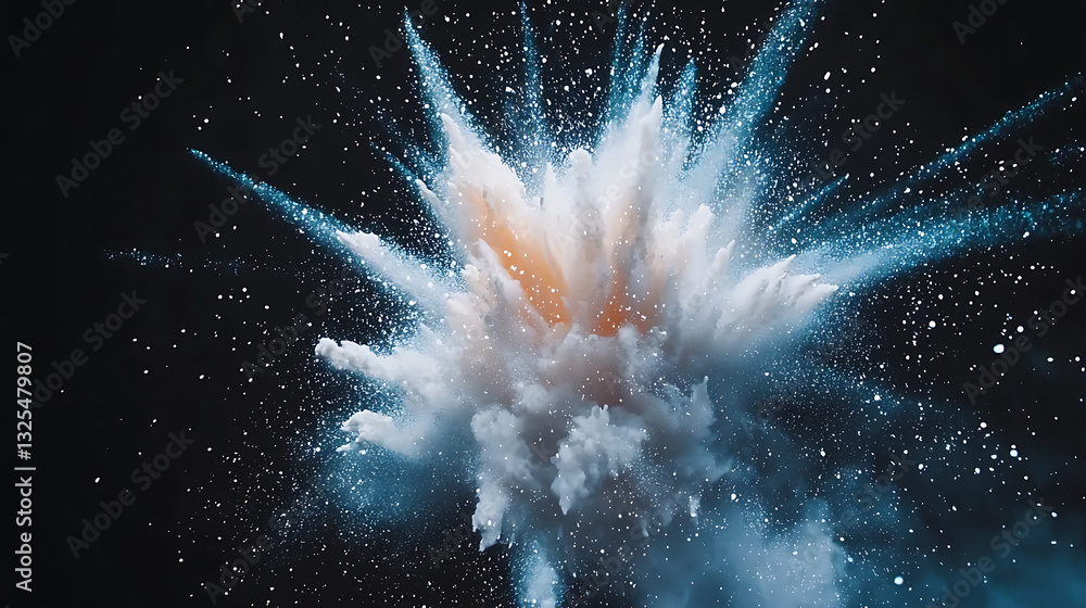 Poster explosive cloud formation studio setting digital art cosmic environment close-up view abstract conce
