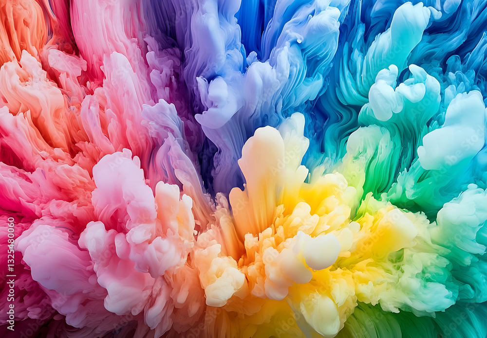 Poster vibrant color explosion abstract art digital creation bright environment close-up view visual harmon