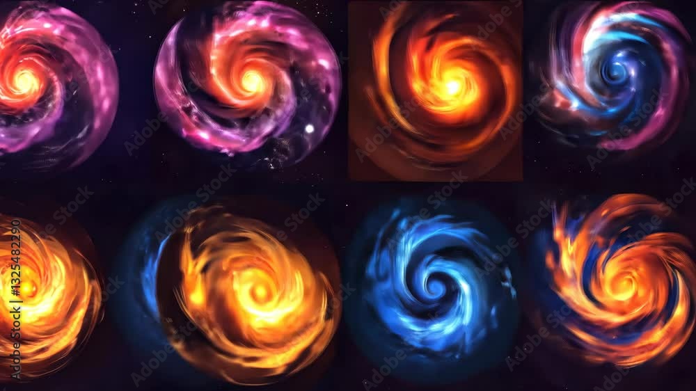 Poster Colorful nebulae swirls across cosmic space creating mesmerizing vortex patterns