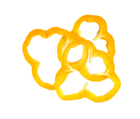 Yellow slice sweet bell pepper isolated.