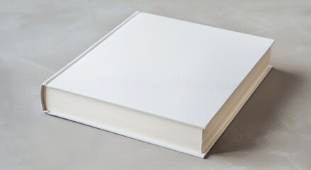 Fototapeta premium White square blank book cover on a light grey background