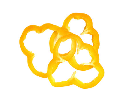 Yellow slice sweet bell pepper isolated.