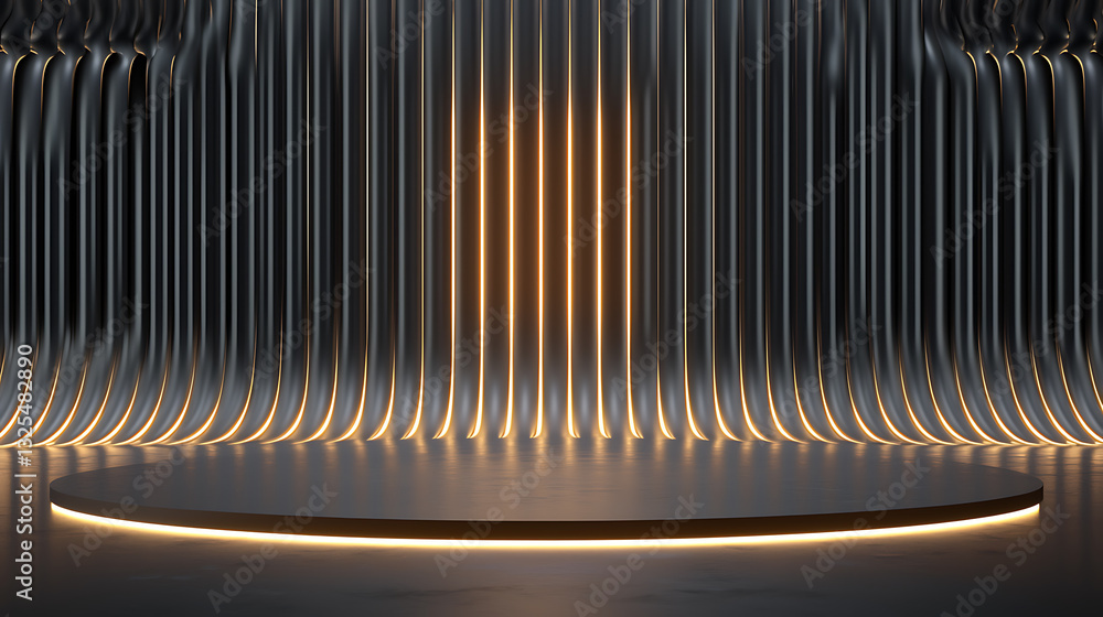Poster dynamic light display modern stage 3d render studio low angle futuristic design