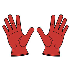Fototapeta premium red rubber glove safety work flat color vector illustration template design