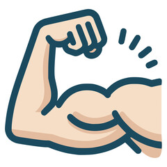 hand bicep muscle flat color vector illustration template design