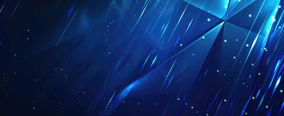 Abstract blue background with geometric shapes and light streaks. Modern technology vector design.