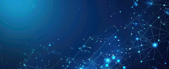 Abstract blue background with geometric shapes and light streaks. Modern technology vector design.