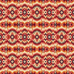Fototapeta premium AI Generative Seamless IKAT Pattern | Textile Design Prints Patterns | Fashion Fabric Prints & Patterns | Ethnic Boho Motif | Decorative Abstract Background