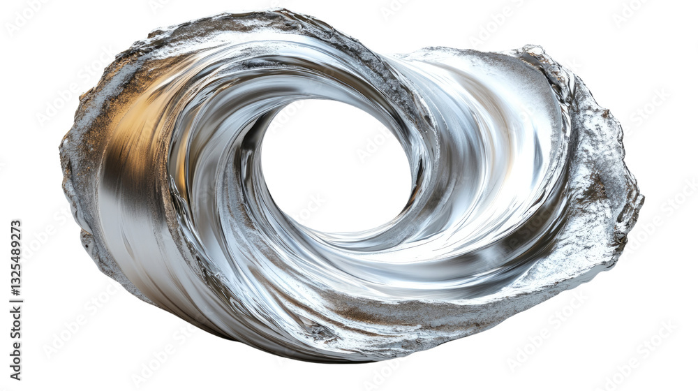 Poster abstract silver torus: a stunning, photorealistic rendering of a silver torus, its swirling form and