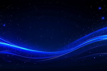 Obraz premium A dark blue starry background with glowing blue wavy lines