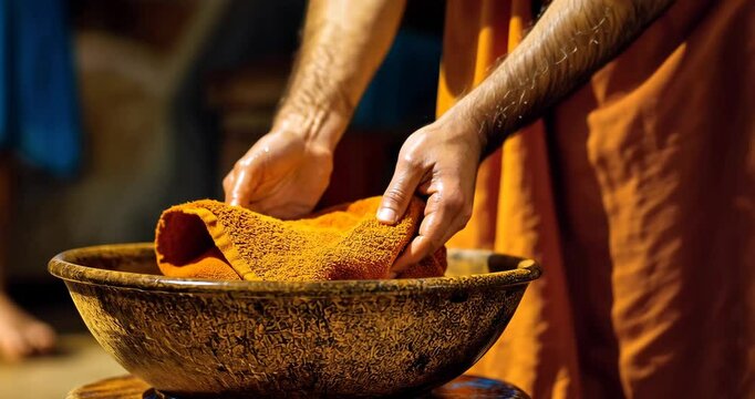 Basin and Towel Symbolizing Foot Washing