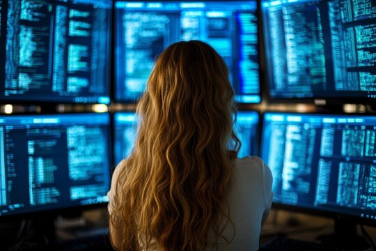 a woman in front of the screen