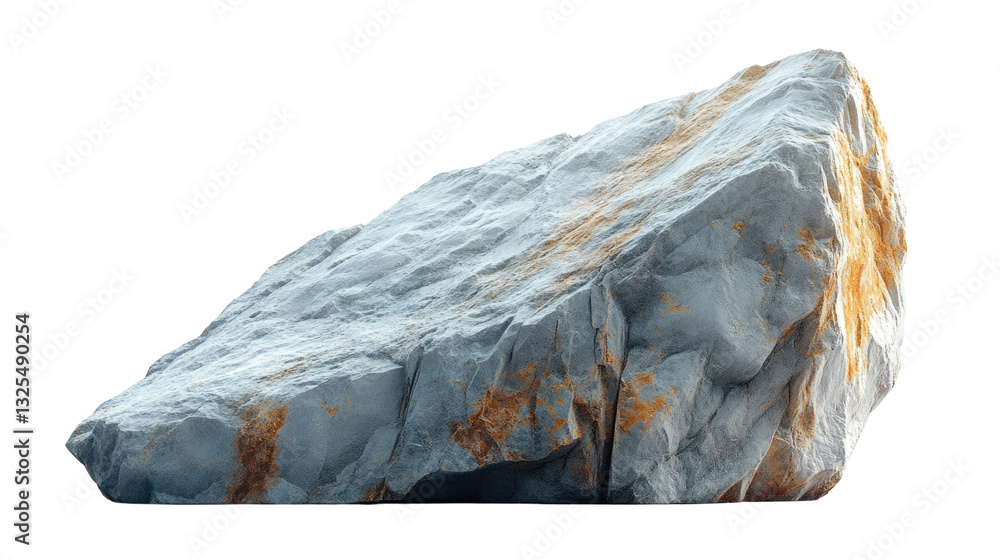 Poster rustic stone artifact: a weathered, irregularly shaped stone with rough textures and subtle color va