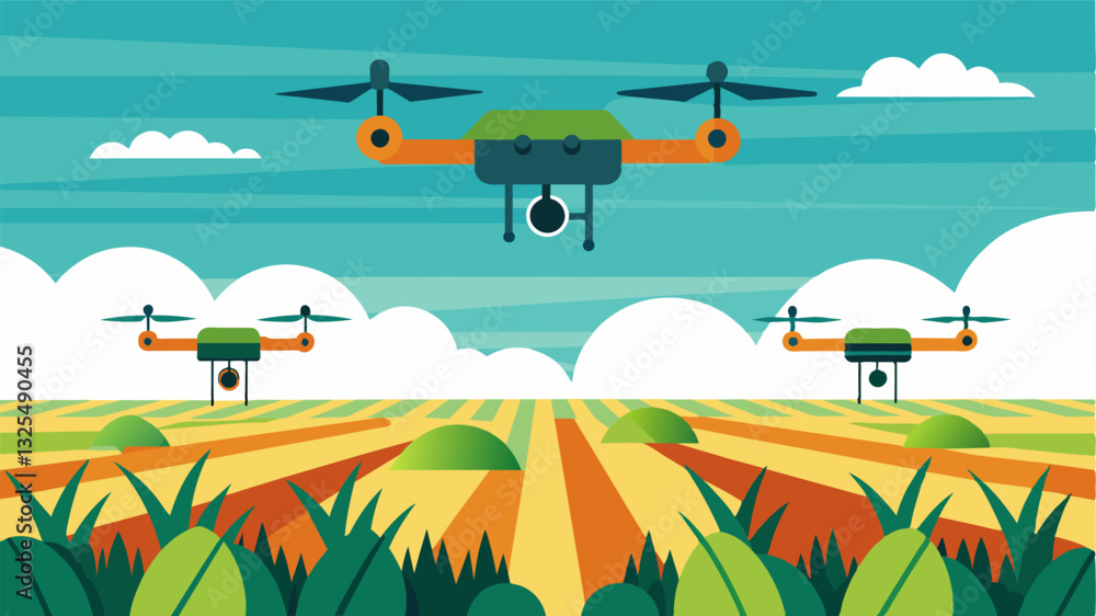 Poster with the ability to fly at different altitudes crop inspection drones cover vast areas of farmland p