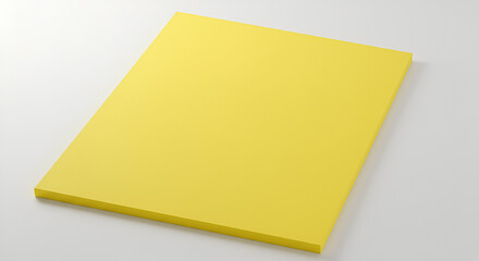 Empty Blank vibrant yellow sheet of paper lies gracefully on a pristine white background, exuding simplicity and elegance,contrast, visual, eye-catching, monochrome