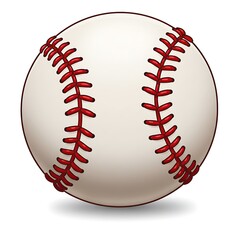 Illustrated Baseball with Red Seams on White Background for Sports Theme