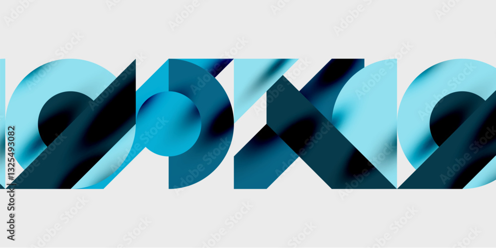 Poster Modern abstract background featuring circles, lines, and triangles in a dynamic geometric composition. Perfect for stylish, tech, or creative-themed designs