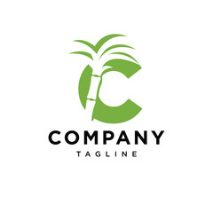Obraz premium Letter C Sugarcane Logo Icon Vector