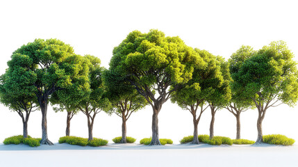 Lush Green Trees: A vibrant collection of green trees, full of life, stands together in a scenic composition, bringing a touch of nature's beauty and vitality.