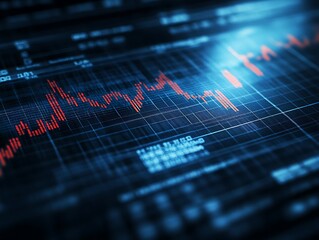A declining financial graph showing data and investment performance changes