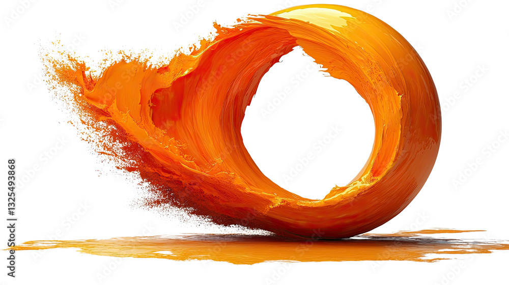 Poster vibrant liquid swirl: an artistic representation of an orange liquid swirling in a dynamic loop, cre