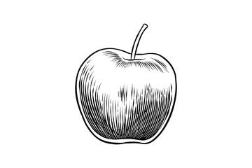 carved style apple line art