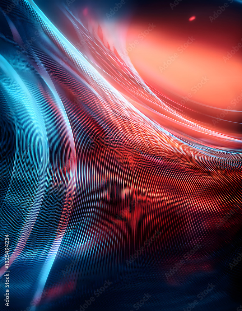 Aufkleber swirling lines of blue and red light create a dynamic, abstract pattern against a dark background