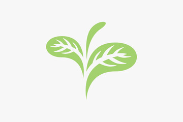 Simple green leaf plant logo 